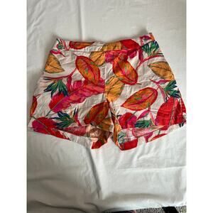 Nine West Shorts Medium Tropical Print Elastic Waist Casual